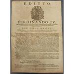 Editto Ferdinando IV. Obbligo per locandieri, osti e albergatori di avere un registro in cui annotano la sosta dei forestieri