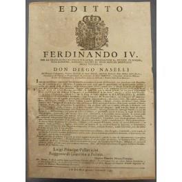 Editto Ferdinando IV. Obbligo per locandieri, osti e albergatori di avere un registro in cui annotano la sosta dei forestieri - copertina