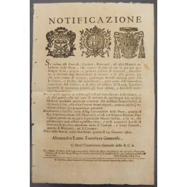 Notificazione. Divieto ai custodi, cassieri e ministri presenti presso le porte di trattenere anche una minima parte dei prodotti che entrano in città - copertina