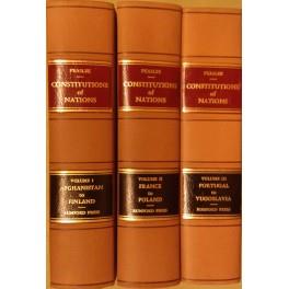 Constitutions of nations. The first compilation in the English language of the texts of the Constitutions of the various nations of the world together with summaries annotations bibliographies and comparative tables. Vol. I - Afghanistan to Finland.  - copertina