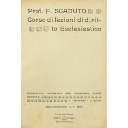 Corso di lezioni di diritto ecclesiastico. Compilazione autorizzata dalla studentessa Clara Galletti. R. Università di Roma. Anno accademico 1919-1920 - Francesco Sciuto - copertina