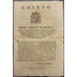 Editto Don Diego Naselli. I funzionari pubblici attivi durante la Repubblica Romana devono abbandonare Roma e le cariche acquisite durante la dominazione francese