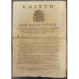 Editto Don Diego Naselli. Divieto di stampare libri, giornali o editti senza l'approvazione del Re - copertina