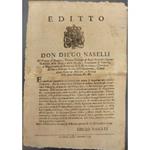 Editto Don Diego Naselli. Invito alla denuncia presso le Autorità del Governo e del Generale Bourcard di truffatori che, spacciandosi per militari, requisiscono beni alle famiglie private
