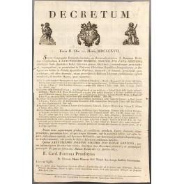 Decretum. Elenco dei libri messi all'indice dalla Chiesa romana presieduta da Papa Pio VII nell'anno 1817 tra cui Porcelli e Galante - copertina