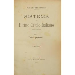 Sistema di Diritto Civile Italiano. Vol. I - Parte generale (unico pubblicato) - copertina