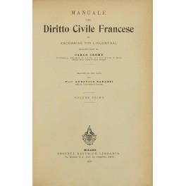 Manuale del diritto civile francese di Zachariae Von Lingenthal rimaneggiato da Carlo Crome. Traduzione con note del Prof. Ludovico Barassi - copertina