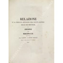 Relazione su la eseguita revisione dell'estimo rustico delle due provincie di Ancona e di Macerata presentata alla santità di nostro signore nella udienza del di 11 gennaro - March - copertina