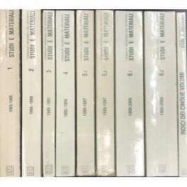 Studi e materiali. Vol. I - 1983-1985; Vol. II - 1986-1988; Vol. III - 1989-1991; Vol. IV - 1992-1995; Vol. V,1 - 1995-1997; Vol. V,2 - 1995-1997; Vol. VI,1 - 1998-2000; Vol. VI,2 - 1998-2000; Indici dei cinque volumi - copertina