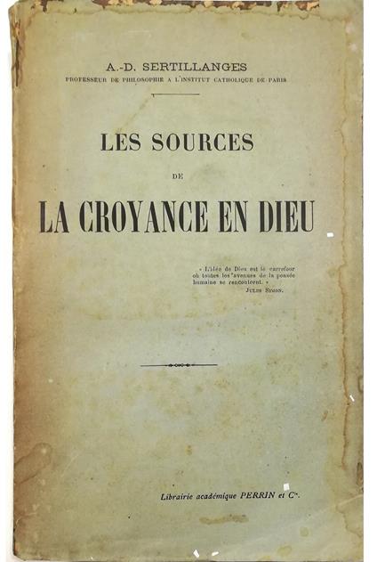 Les sources de la croyance en Dieu - copertina