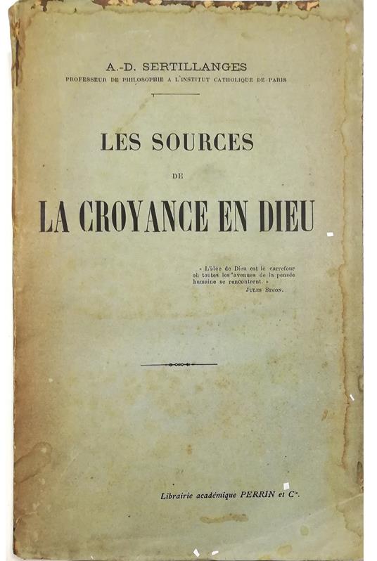 Les sources de la croyance en Dieu - copertina