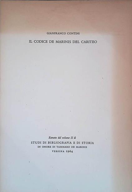 Il Codice De Marinis del Cariteo - Gianfranco Contini - copertina