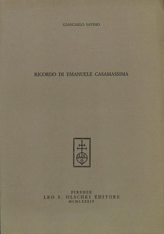 Ricordo di Emanuele Casamassima. Estratto - Gianfranco Contini - copertina