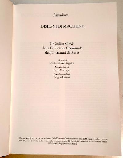 Disegni di macchine.Il codice SIV.5 della Biblioteca Comunale degli Intronati di Siena - Anonimo - copertina