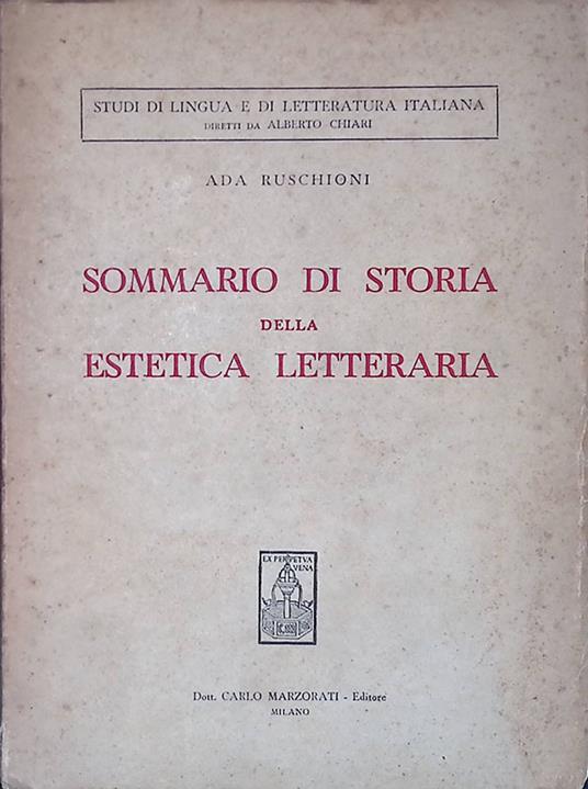 Sommario di storia della estetica letteraria - Ada Ruschioni - copertina