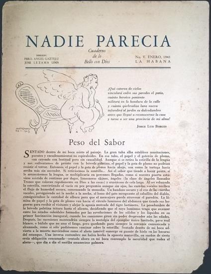 Nadie Parecia. Cuaderno de lo Bello con Dios. N. V enero 1943 - José Lezama Lima - copertina