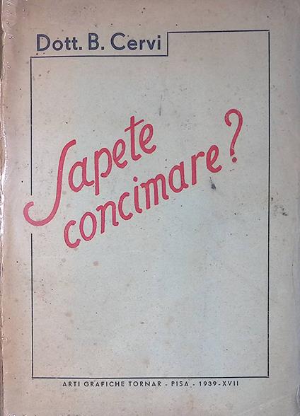 Sapete concimare? - B. Cervi - copertina