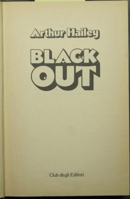 Black out - Arthur Hailey - copertina