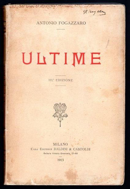 Ultime - Antonio Fogazzaro - copertina