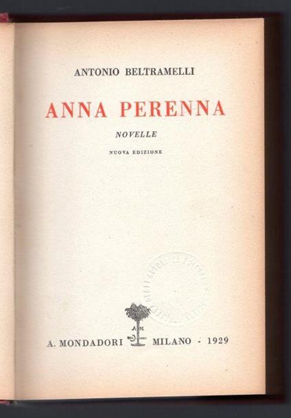 Anna Perenna. Novelle - Antonio Beltramelli - copertina