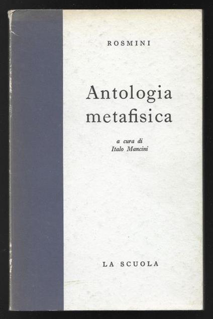 Antologia metafisica - Antonio Rosmini - copertina