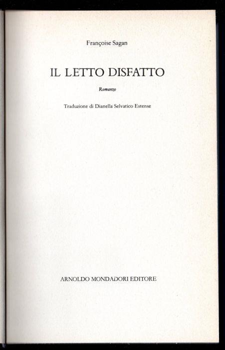 Il letto disfatto - Françoise Sagan - copertina