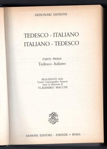 Tedesco - Italiano Italiano - Tedesco. Parte prima Tedesco - Italiano - copertina