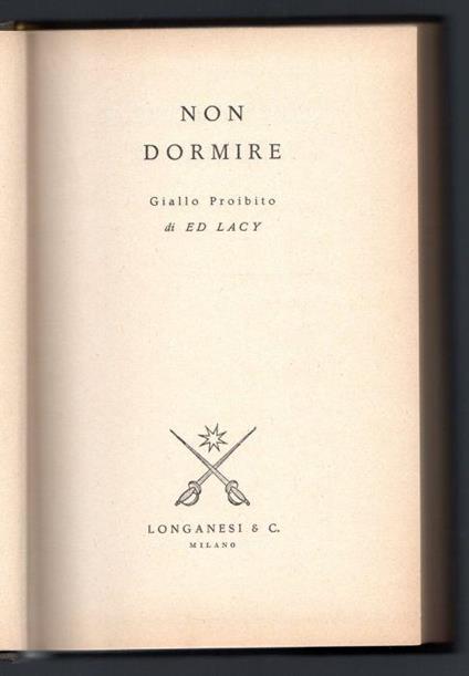 Non dormire - Ed Lacy - copertina