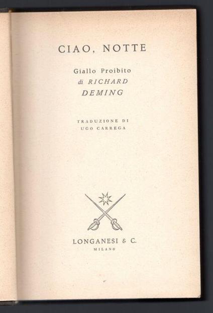 Ciao, notte - Richard Deming - copertina