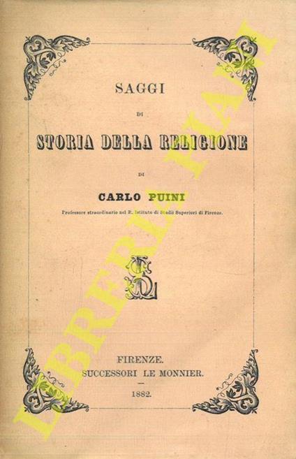 Saggi di storia della religione - Carlo Puini - copertina
