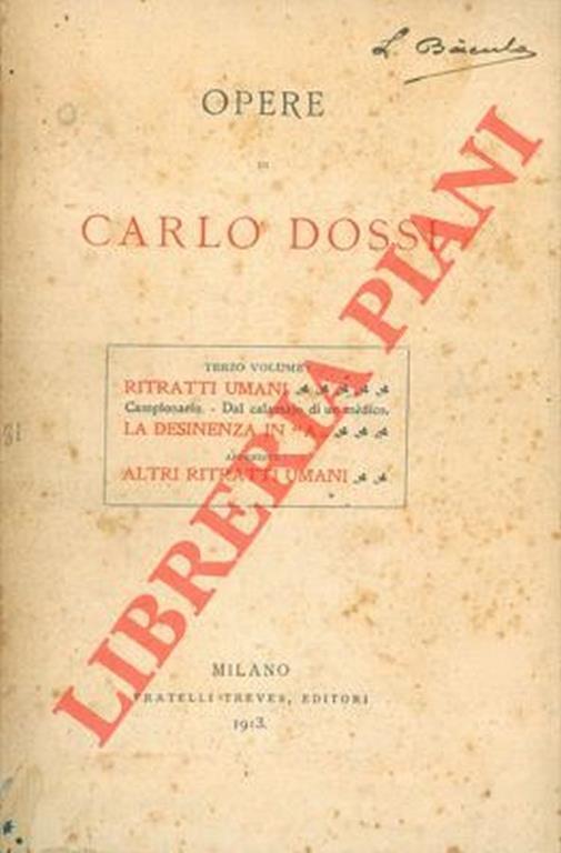 Opere. Ritratti umani. La desinenza in "A". Altri ritratti umani - Carlo Dossi - copertina