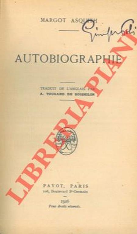 Autobiographie - Margot Asquith - copertina