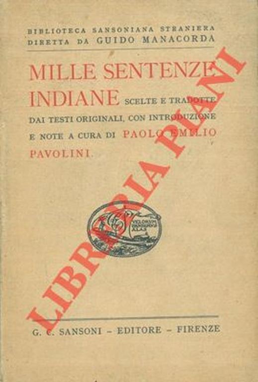 Mille sentenze indiane - Paolo Pavolini - copertina