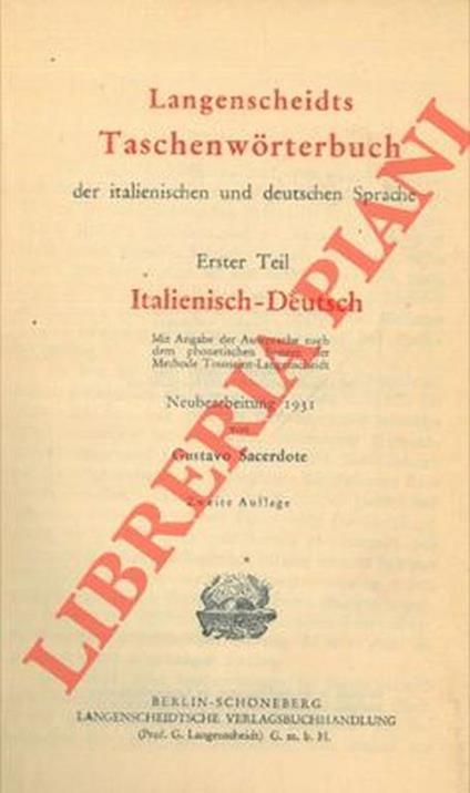 Dizionario tascabile delle lingue italiana e tedesca - Gustavo Sacerdote - copertina