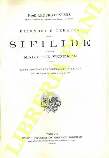 Diagnosi e terapia della sifilide e delle malattie veneree - Arturo Fontana - copertina