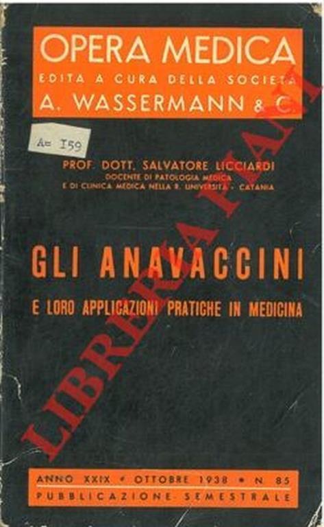 Gli anavaccini e loro applicazioni pratiche in medicina - Salvatore Licciardi - copertina