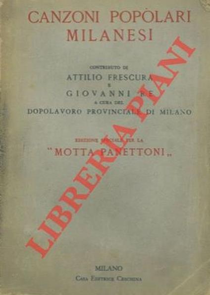 Canzoni popolari milanesi - Attilio Frescura - copertina