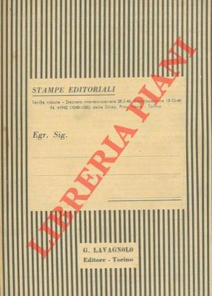 Listino n° 2 - 1951 - Amilio Lavagnolo - copertina