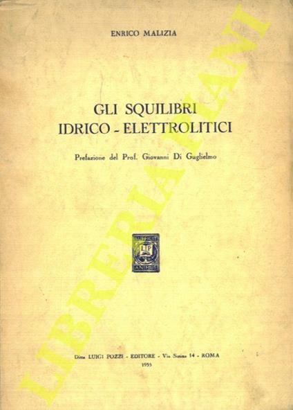 Gli squilibri idrico-elettrolitici - Enrico Malizia - copertina