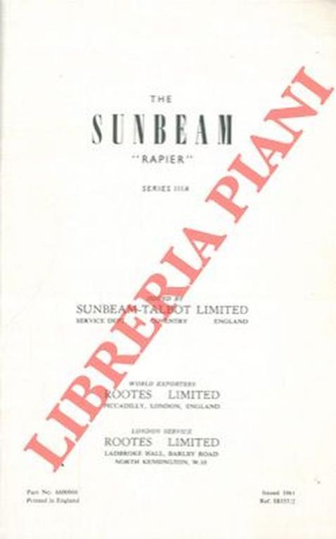The Sunbeam "Rapier" Series IIIA - copertina
