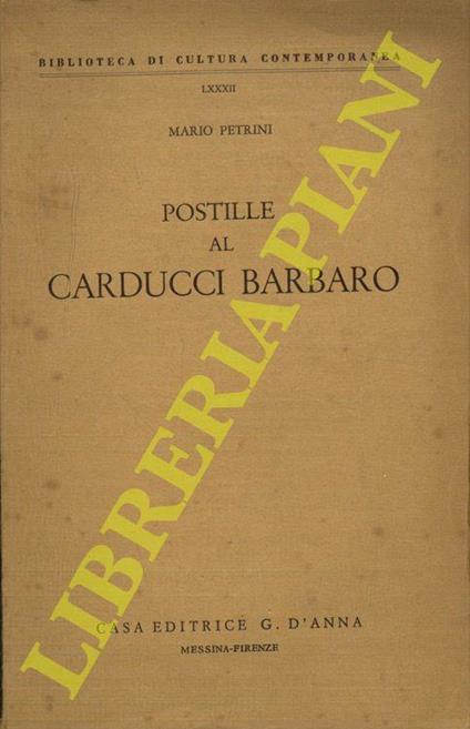 Postille al Carducci barbaro - Mario Petrini - copertina