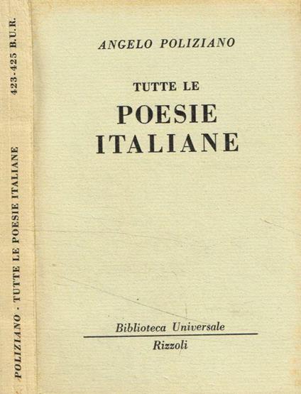 Tutte le poesie italiane - Angelo Poliziano - copertina