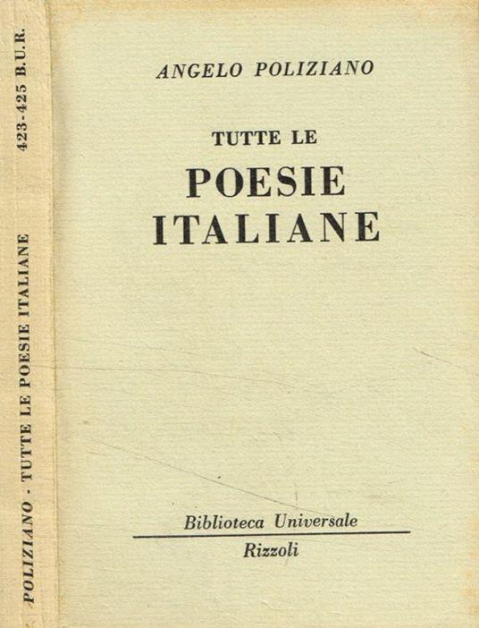 Tutte le poesie italiane - Angelo Poliziano - copertina