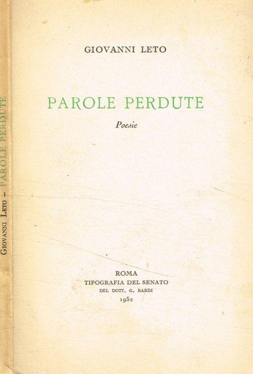 Parole perdute - Giovanni Leto - copertina