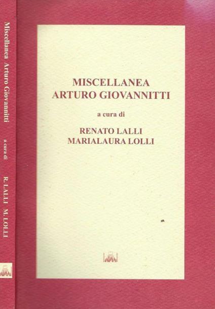Miscellanea Arturo Giovannitti - copertina