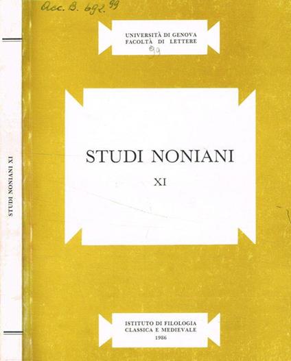 Studi noniani XI - copertina