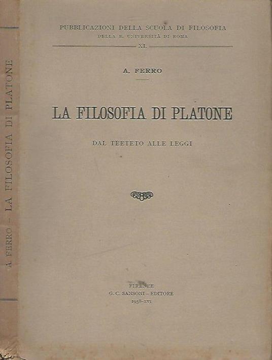 La filosofia di Platone - A. Ferro - copertina
