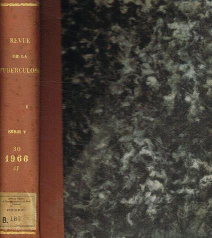 Revue de tuberculose et de pneumologie. Tome 30, n.7/8, 9/10, 11, 12, anno 1966 - copertina