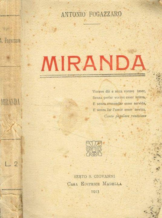 Miranda - Antonio Fogazzaro - copertina