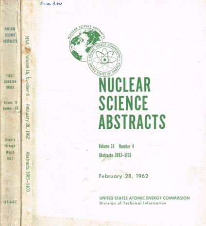 Nuclear science abstracts. Vol.16 n.4, First Quarter Index 6B, anno 1962 - copertina